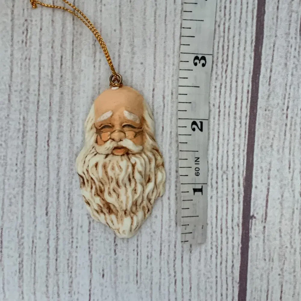 Santa Claus Face with Glasses Christmas Ornament and Magnet Plastic 2 5/8